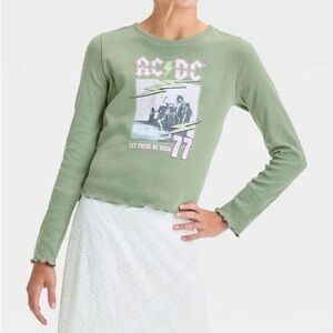 Art Class Girls’ Long Sleeve AC/DC Slim Graphic Shirt - Green XL